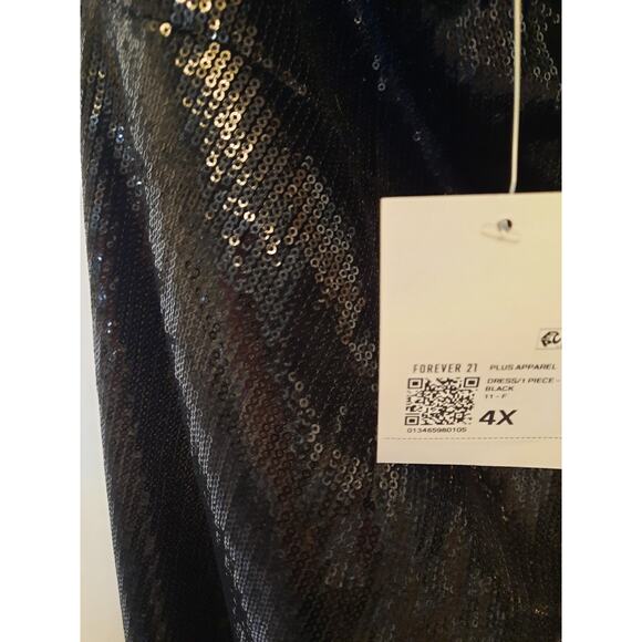 Forever 21 4X NWT Black Sparkle Sequin jumpsuit built-in bra - Picture 5 of 5